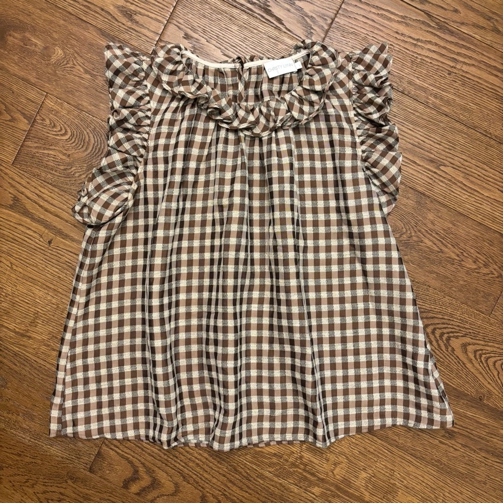 CHRISTY LYNN Aurelie Top - Gingham Bronze - Picture 2 of 12